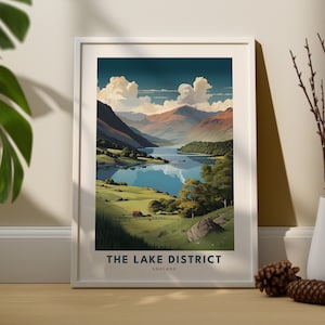 Lake District Travel Art Poster - Lake District Wall Art - England Travel Print - The Lake District England Print - England National Park