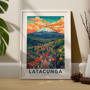 Latacunga travel print, Latacunga travel poster, Ecuador wall decor, Latacunga wall art hang, Ecuador travel poster print