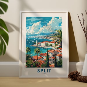 Split Kunstdruck, Split Wand-Reiseplakat, Kroatien Wand-Dekor, Split Wand Kunst, Kroatien Stadt Druck