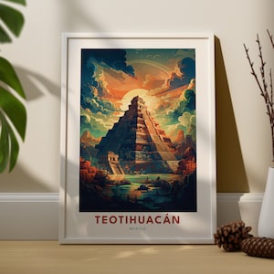 Stampa piramide di Teotihuacan - Stampa artistica da parete di Teotihuacan - Poster di stampa del Messico - Stampa artistica di viaggio di Teotihuacan - Poster di viaggio del Messico