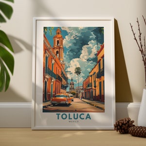 Impresión de arte de Toluca, cartel de Toluca, decoración de la pared de México, colgante de arte de pared de Toluca, cartel de viaje de México