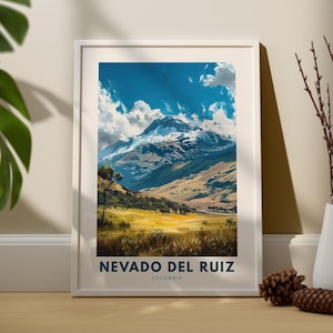 Nevado Del Ruiz Volcano wall art print, Nevado Del Ruiz wall travel poster, Colombia Mountain wall decor, Nevado Del Ruiz home decor gift