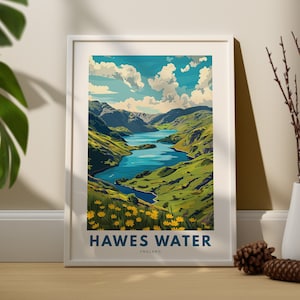 Hawes Water muur kunst print, Hawes Water muur reizen poster, Engeland wand decor, Hawes Water muur kunst hangen, Engeland print