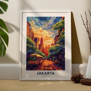 Jakarta print, Jakarta poster, Indonesia wall hanging art, Indonesia city art poster decor, Jakarta wall hang decor