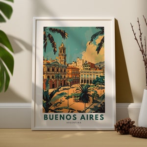 Buenos Aires art print, Buenos Aires art poster, Argentina wall decor, Buenos Aires wall art hang, Argentina travel poster print