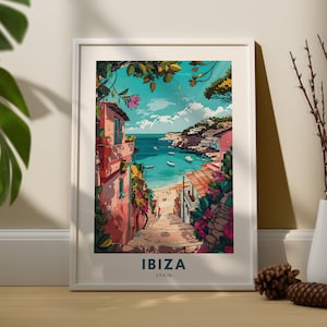 ibiza print, ibiza poster, ibiza islands wall hanging art, spain art poster decor, ibiza spain wall hang decor