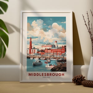 Impression de Middlesbrough, affiche de Middlesbrough, art mural de la ville de Middlesbrough, art mural du Yorkshire, cadeaux Middlesbrough, impression d'art du Yorkshire
