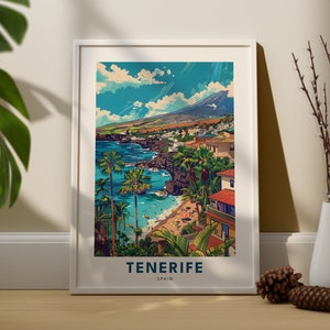 Tenerife print, Tenerife poster, Canary Islands wall hanging art, Spain island art poster decor, Tenerife wall hang decor