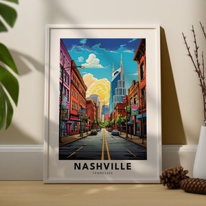 Nashville Travel Print Wall Art Nashville Wall Hanging Home Décor Tennessee Gift Art Nashville Vintage Art Print Tennessee Wall Decor