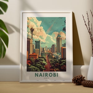 Nairobi wall art print, Nairobi travel poster, Kenya art print, Nairobi wall art hang, Kenya poster