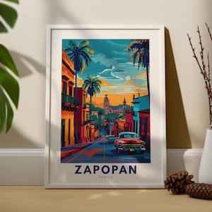 Zapopan travel print, Zapopan travel poster, Mexico wall decor, Zapopan wall art hang, Mexico travel poster print