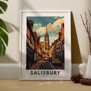 Impresión de arte de pared de Salisbury, Póster de viaje de Salisbury, Decoración de pared de Inglaterra, Arte colgante de Salisbury, Póster del parque de Inglaterra