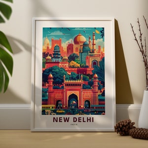 New Delhi art print, New Delhi art poster, India muur hangende kunst, Indiase art poster decor, New Delhi poster geschenken