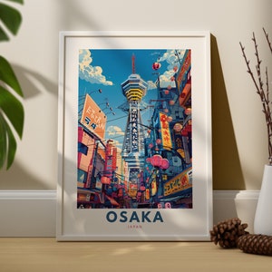 Impresión de arte de pared de Osaka, cartel de viaje de Osaka, impresión de arte de Japón, colgante de arte de pared de Osaka, cartel de Japón
