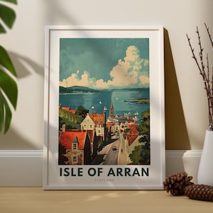 Impresión de arte de pared de la Isla de Arran, Póster de viaje de pared de la Isla de Arran, Decoración de pared de Escocia, Arte de pared colgante de la Isla de Arran, Impresión de arte de Escocia