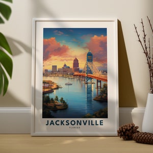 Jacksonville print, Jacksonville poster, kunst aan de muur van Jacksonville, Florida kunst aan de muur, Jacksonville geschenken, Florida art print