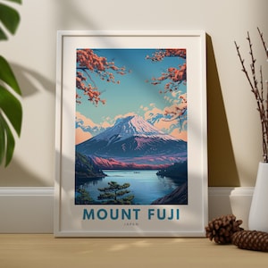 Mount Fuji wall art print, Mount Fuji wall travel poster, Honshu wall decor, Mount Fuji wall art hang, Japan mount poster
