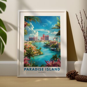 Stampa artistica da parete di Paradise Island, poster da parete della città di Paradise Island, decorazione da parete alle Bahamas, decorazione da parete di Paradise Island, stampa da viaggio alle Bahamas
