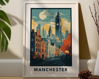 Manchester Poster - Manchester Print - Manchester art - England Print - England Wall Art - UK Print - England Wall Art - Housewarming Gift