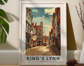 King's Lynn wall art print, King's Lynn wall travel poster, England wall decor, King's Lynn wall art hang, England art print
