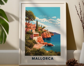 Impression d'affiche de voyage Majorque - impression d'art Majorque - art mural Espagne - décoration murale Majorque - impression Majorque - impression voyage Espagne - art Espagne