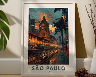 Sao Paulo wall art print, Sao Paulo art poster, Brazil wall decor, Sao Paulo wall art hang, Brazil travel poster print