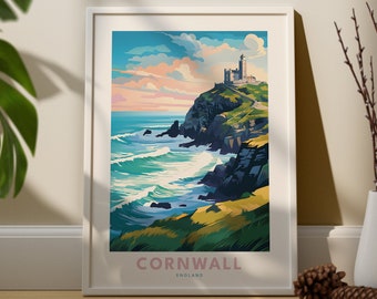 Cornwall Travel Print - Cornwall Print Art - Cornwall Poster Print - Cornwall Coastal Art - Cornwall Wall Hanging Decor - Cornwall Gift