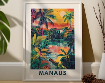 Impresión de arte de Manaos, cartel de Manaos, arte colgante de Brasil, decoración de la pared de La Plata, impresión de arte de pared de Brasil