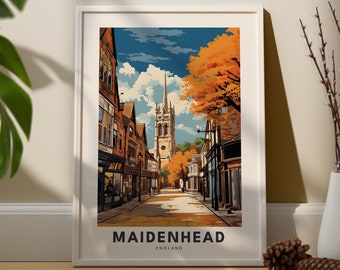 Maidenhead Travel Print Wall Art Maidenhead Wall Hanging Home Décor Berkshire Gift Art Lovers Maidenhead Art Gift Berkshire Travel Print