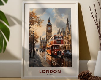 London Print - Vintage London Poster - London Wall Art - London Art Print - England Wall Print - London Art Print - London Travel Print