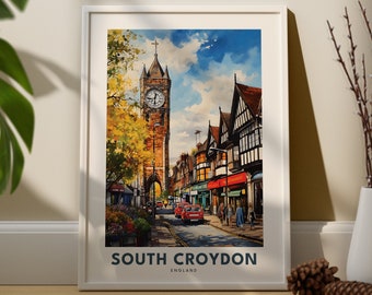 South Croydon print, South Croydon poster, Clacton on sea  gift, Clacton on sea travel print