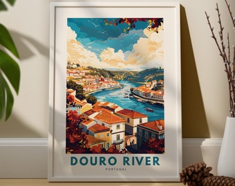 Impresión de arte de la pared del río Duero, cartel de viaje de la pared del río Duero, decoración de la pared de Portugal, colgante de arte de la pared del río Duero, impresión del cartel de viaje de Portugal