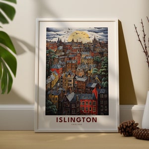 Impression Islington, affiche Islington, art mural de voyage en Angleterre, affiche de la ville d'Angleterre, art mural Islington, cadeau de pendaison de crémaillère