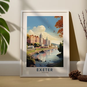 Exeter City Print, Exeter City Poster, Exeter Wall Art, England Bridge Print, Exeter Gift, Exeter Art Decor, Gift For England Lover