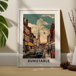 Dunstable Travel Print Wall Art Dunstable Wall hanging Home Decor Bedfordshire Gift Art Lovers Dunstable City Poster Bedfordshire Travel Art
