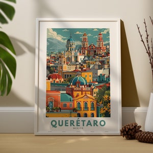 Queretaro wall art print, Queretaro art poster, Mexico wall decor, Queretaro wall art hang, Mexico travel poster