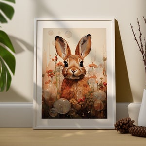 Rabbit Wall Art - Rabbit Illustration - Red Rabbit - Nursery Decor - Nursery Wall Art - Rabbit Art - Rabbit Print - Rabbit Poster