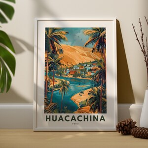 Huacachina art print, Huacachina art poster, Peru wall decor, Huacachina wall art hang, Peru travel poster print