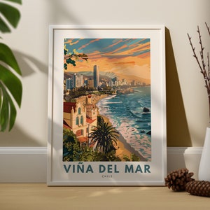 Impresión de arte de pared de Viña Del Mar, cartel de viaje de pared de Viña Del Mar, decoración de pared de Chile, colgante de arte de pared de Viña Del Mar, impresión de cartel de viaje de Chile