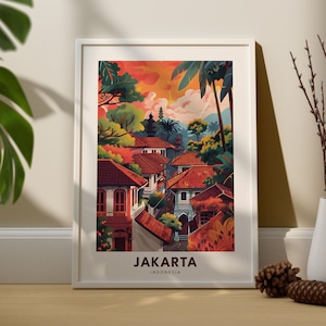 Jakarta art print, Jakarta travel poster, Indonesia wall hanging art, Indonesia city art poster decor, Jakarta wall hang decor