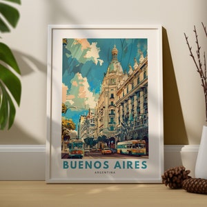 Buenos Aires travel print, Buenos Aires travel poster, Argentina wall decor, Buenos Aires wall art hang, Argentina travel poster print