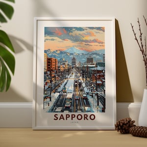 Sapporo wall art print, Sapporo wall travel poster, Japan wall decor, Sapporo wall art hang, Japan travel poster print