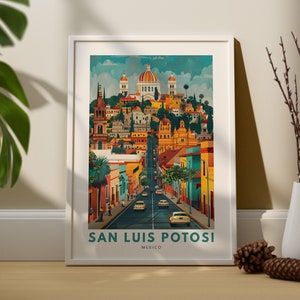 Impresión de arte de pared de San Luis Potosí, cartel de arte de San Luis Potosí, decoración de pared de México, colgante de arte de pared de Riohacha, impresión de cartel de viaje de México