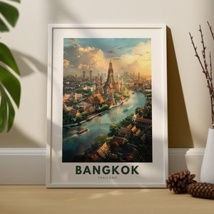 Bangkok travel art print, Bangkok wall art poster, Thailand wall hanging art, Bangkok wall decor, Thailand home hang gift