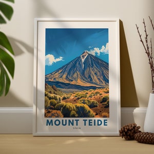 Impresión de arte de pared del volcán del Teide, Póster de viaje de pared del Teide, Decoración de pared de montaña de España, Impresión de arte de pared del Teide