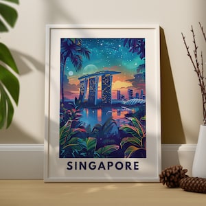 Singapore kunst aan de muur print, Singapore muur reisposter, Singapore wand decor, Singapore muur kunst hangen, Singapore kunst print