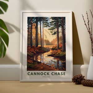 Cannock Chase wall art print, Cannock Chase wall travel poster, England wall decor, Cannock Chase wall art hang, England print