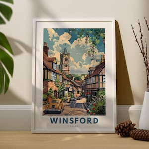 Winsford muur kunst print, Winsford muur reisposter, Engeland wand decor, Winsford muur kunst hangen, Engeland stad print