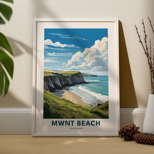 Mwnt ビーチ トラベルプリント ウォールアート Mwnt ビーチ 壁掛け ホームデコレーション Mwnt ビーチ ギフト アート愛好家