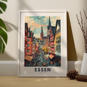 Essen muurkunstdruk, Essen muur reisposter, Duitsland wanddecor, Essen kunst aan de muur hangen, Duitsland stad afdrukken